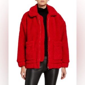 EUC I AM GIA RED PIXIE SHERPA TEDDY COAT